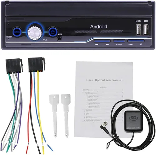 Miniatura 10 de Radio de coche 1 DIN MP5 reproductor de 7 pulgadas Bluetooth HD GPS pantalla retráctil USB iOS Android 8.1 navegación cámara de visión trasera