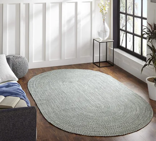 Miniatura 15 de BNM - Alfombra ovalada bohemia para interiores y exteriores con patrón trenzado sólido, perfecta para patio trasero, patio, oficina, sala de estar