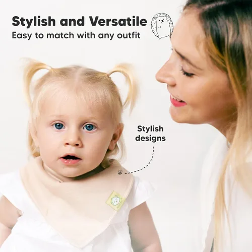 Miniatura 4 de KeaBabies 8 unidades de baberos tipo bandana orgánicos para niñas - Baberos tipo triángulo súper absorbentes para bebés que babean y están en Pastel
