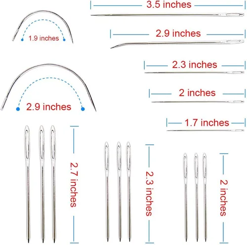 Miniatura 4 de Vitoki Kit de reparación de tapicería, paquete de 29 agujas de coser a mano, hilo de lona y agujas, cinta métrica, agujas de costura de ojos grandes