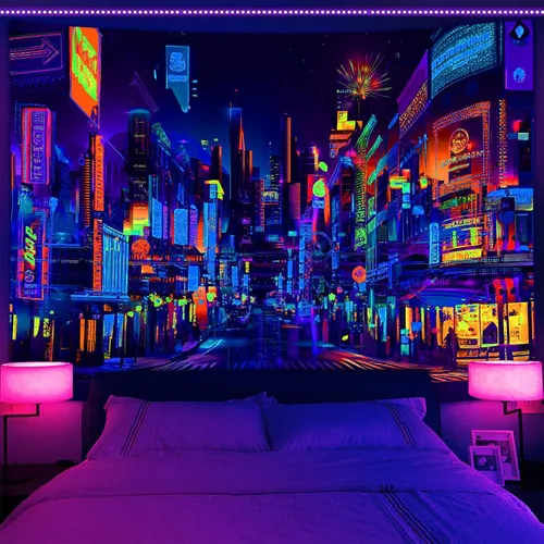 Miniatura 5 de Bzhilja Tapiz Temático de Juego con Luz Negra, Tapiz de Pared UV Reactivo para Arte de Pared de Juegos para Chicos, Hombres, Niños, Tapiz de Arte