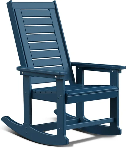 Miniatura 9 de BRIOPAWS Outdoor Rocking Chairs Set of 2 HDPE Plastic Porch Rockers Aqua Oversized Patio Rocker Chair High Back for Big Man Weather
