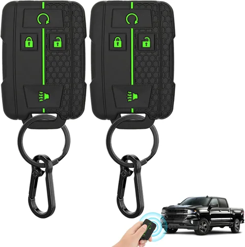 Miniatura 11 de 2 Pcs Silicone 4-Button Smart Key Fob Cover Compatible with 2014-2019 Chevrolet Colorado Silverado Suburban Tahoe and GMC Canyon Sierra Yukon, Car