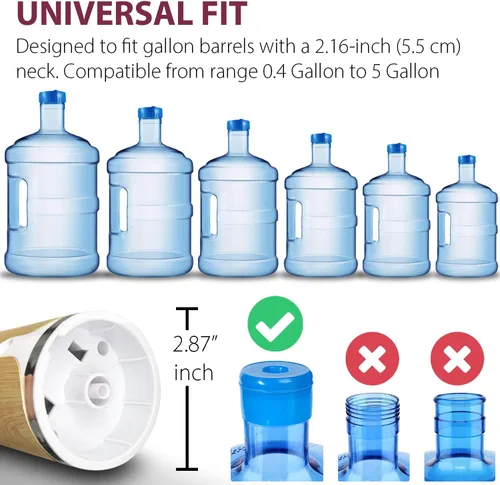 Miniatura 4 de Dispensador de agua eléctrico recargable para botellas de 2, 3, 4, 5 galones, diseño de madera elegante, dispensador de agua portátil automático