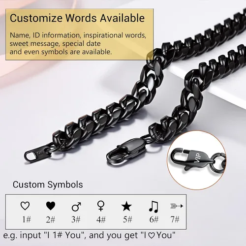 Miniatura 7 de PROSTEEL Trendy Cuban Links Necklace for Men Women, Black18K Gold Plated 316L Stainless Steel, W 4.8mm-14mm, L 14inch-30inch, Come Gift Box