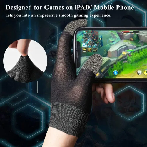 Miniatura 4 de Guantes de juego para manos sudorosas, ultrafinos y transpirables para pantalla táctil, guantes de juego con mangas para dedos para el pulgar