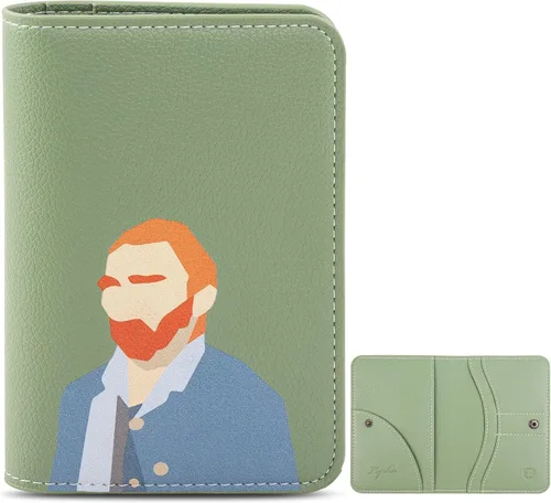 Miniatura 8 de Lychii Soporte para pasaporte, funda delgada para pasaporte, cartera de viaje con bloqueo RFID, funda protectora de piel sintética para pasaportes