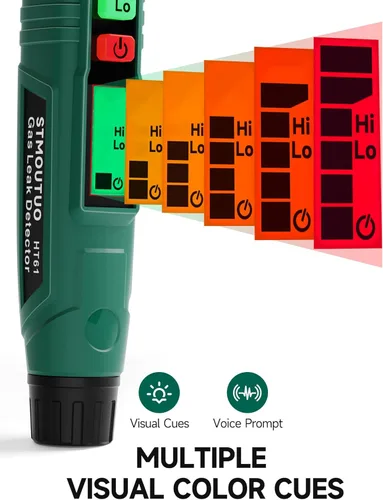 Miniatura 4 de STMOUTUO Detector de fugas de gas para RV y hogar, detecta propano, metano y gases combustibles, 2 baterías incluidas (verde)