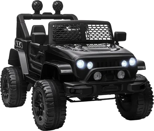 Aosom Camión de paseo para niños de 12 V con control remoto para padres, automóvil eléctrico alimentado por batería con suspensión de resorte, Negro