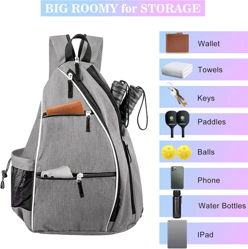 Miniatura 3 de Mochila de tenis de pickleball para hombres y mujeres, bandolera deportiva Franklin Pickle Ball Tennis Travel Sling Bag
