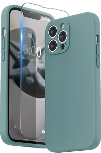 Miniatura 24 de SURPHY Funda compatible con iPhone 13 Pro Max con protector de pantalla, (protección de cámara + forro de microfibra suave), funda de silicona Negro