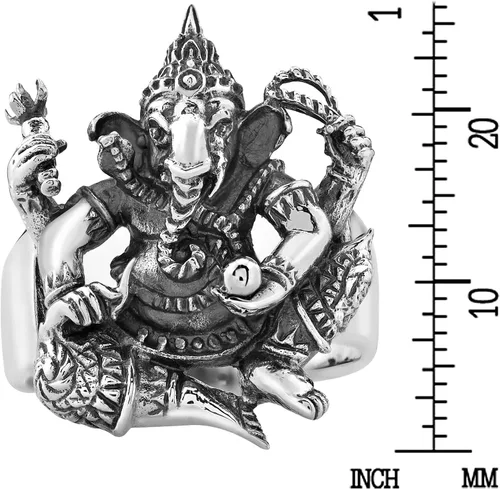 Miniatura 4 de AeraVida - Anillo de plata de ley 925 con figura de Ganesh