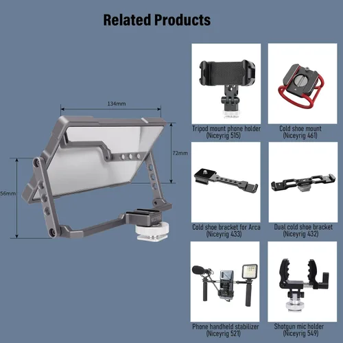 Miniatura 8 de NICEYRIG Pro Selfie Mirror Mount Vlog Vlogging para iPhone y Android Teléfono Celular 6.7'' 6.5'' 6.1'', Espejo de pantalla abatible de 360°