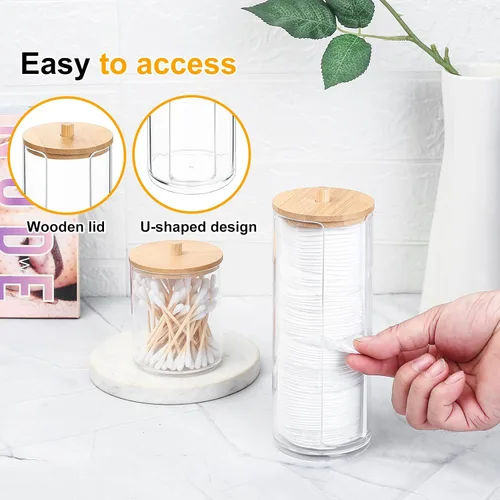Miniatura 5 de 2 soportes Qtip, soportes dispensadores de bolas de algodón transparente, recipiente de maquillaje de hisopos de algodón, organizador de tarros