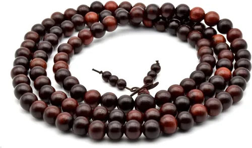Miniatura 20 de Zen Dear Brazalete y collar de meditación Mala, para cultura budista y oración busita, cuentas de Buddha, unisex, palisandro natural