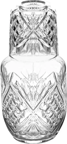Miniatura 8 de Juego de jarra de agua y vasos de vidrio para mesita de noche de dormitorio, jarra de agua para mesita de noche, jarra de enjuague bucal de vidrio