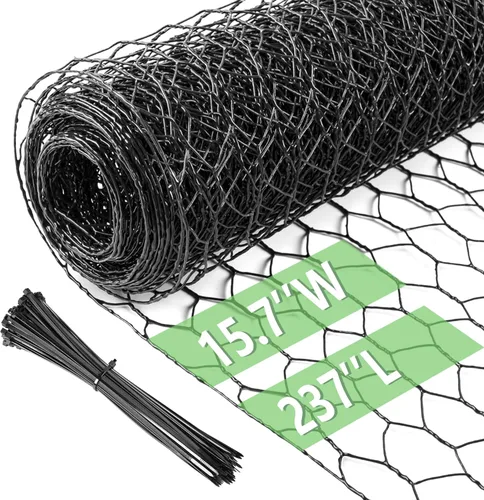 Miniatura 20 de Alambre de pollo de 13.7 pulgadas x 393.7 pulgadas, malla galvanizada hexagonal para jardín, valla de jardín para mascotas, conejos, pollos con 100