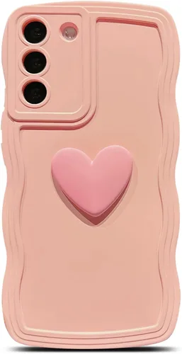 Miniatura 8 de Funda para Samsung Galaxy S22 para mujer, linda funda Kawaii 3D Love Heart color sólido rizado ondulado lente de cámara cubierta a prueba de golpes