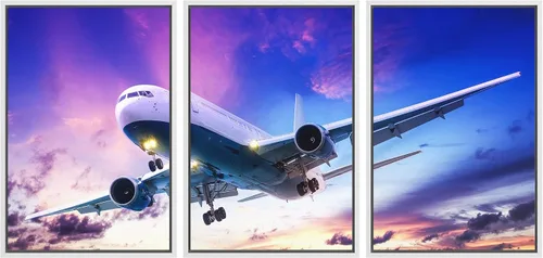 Miniatura 15 de wall26 Lienzo enmarcado para pared, juego de arte exótico tropical, océano, mar, avión, puesta de sol, transporte, fotografía, realismo, decorativo
