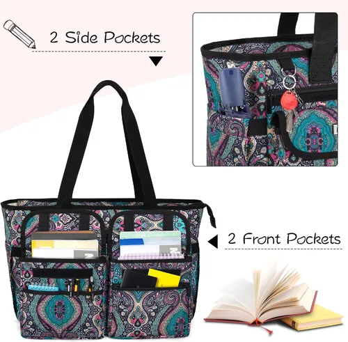 Miniatura 8 de LoDrid Bolsa para profesores con almohadilla inferior, capa de almacenamiento separada para laptop (hasta 15.6 pulgadas), bolsas para profesores