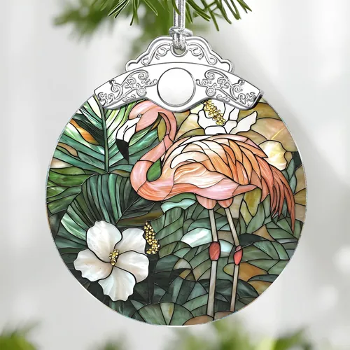 Miniatura 8 de Adorno de Vidrio Manchado de Puesta de Sol en la Playa, Adorno Navideño – Decoración de Árbol de Navidad, Decoración Festiva, Relleno de Calceti
