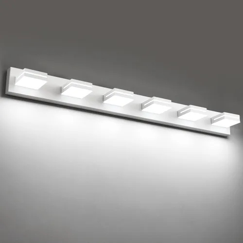 Miniatura 29 de SineRise - Lámpara LED para tocador de baño - Moderna lámpara de acrílico con acabado cromado para iluminación de pared sobre el espejo - 2 luces