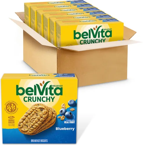 belVita Barras de desayuno galletas, arándanos, 30 paquetes en total, 6 cajas (4 galletas por paquete)