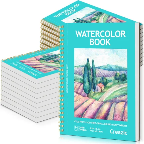 Miniatura 11 de Creazic Bloc de papel de acuarela de 8.5 x 11 pulgadas (140 libras/300 gsm) - Bloc de arte sin ácidos Cuaderno de bocetos pesado prensado en frío