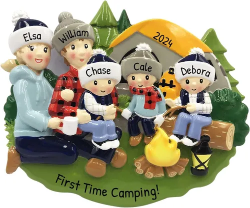 Miniatura 5 de Adorno personalizado en 3D de nuestra primera Navidad 2025 para parejas, para campamento, malvaviscos, para parejas, 2025, familia de 2 al aire