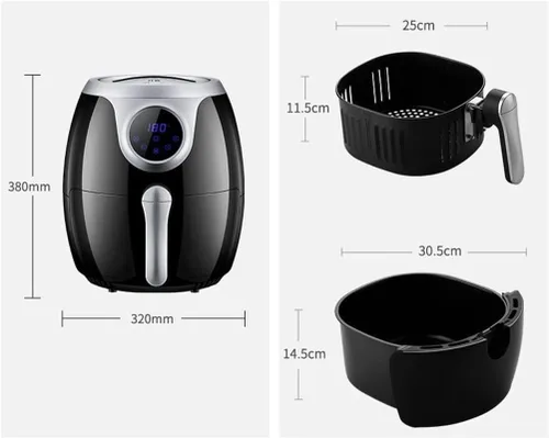 Miniatura 4 de JYYBN Freidora eléctrica para freidoras de aire, freidora de aire sin aceite para chips, 1800 W