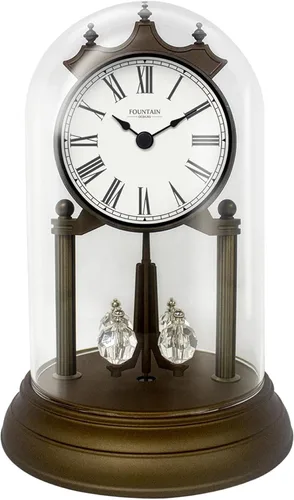 Genevieve - Reloj de repisa de 9 pulgadas con péndulo giratorio, moderno reloj de aniversario, péndulo giratorio, regalos de boda, reloj de