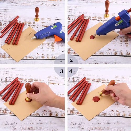 Miniatura 6 de Yoption Paquete de 16 barras de cera navideñas para pistola de pegamento para sellos de lacre, ideal para invitaciones de boda, tarjetas, sobres