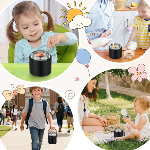 Miniatura 6 de Termo de sopa de 14 onzas para comida caliente con contenedor de aperitivos de 7 onzas, contenedor de almuerzo aislado a prueba de fugas para niños