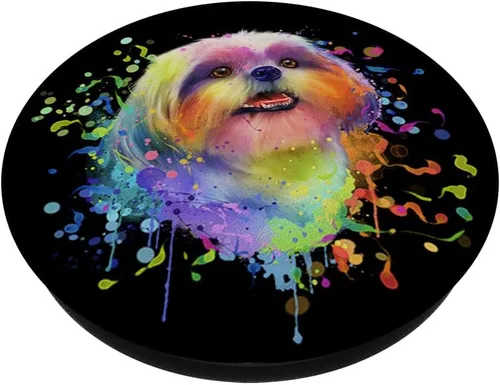 Miniatura 2 de Colorful Splash Art Shih Tzu Retrato Shitzu cachorro propietario PopSockets intercambiable PopGrip