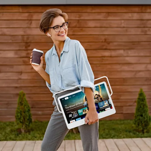 Miniatura 4 de SYLVOX Smart TV portátil de 15.6 pulgadas, televisión de 12 voltios, alimentado por batería de 10000 mAh, IP66, impermeable, altavoces duales