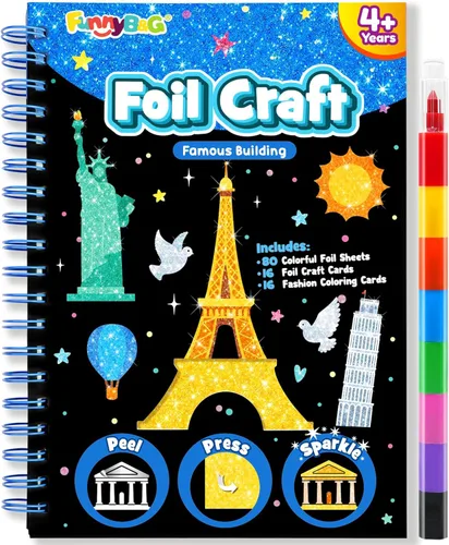 Miniatura 12 de FUNNYB&G Arte en papel de aluminio para niños - Manualidades de Navidad, regalos de fiesta, rellenos de calcetines para niños, suministros de arte