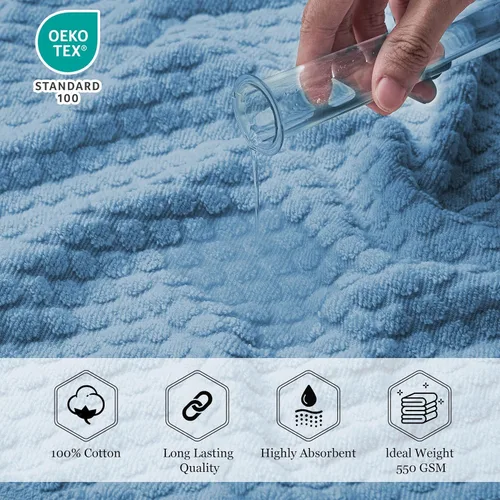 Miniatura 5 de Simple&Opulence Juego de toallas de lujo de 6 piezas, toallas de baño 100% algodón con lazo para colgar