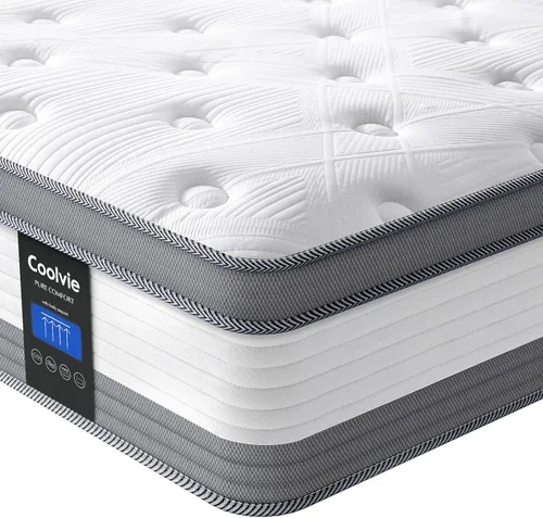 Coolvie Colchón híbrido individual XL de 12 pulgadas, colchón individual XL en una caja, resortes individuales con capa de espuma viscoelástica que