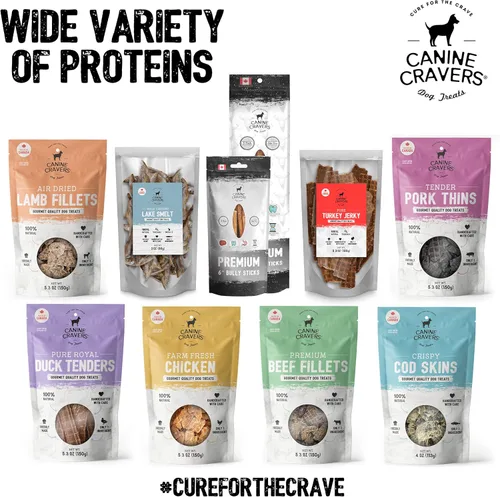 Miniatura 7 de Canine Cravers Golosinas para Perros de Un Solo Ingrediente – Filetes de Cordero Premium - Alimento para Mascotas Hipoalergénico Secado al Aire