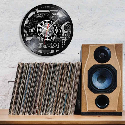 Miniatura 7 de The Geeky Days Steampunk Turtle - Reloj de pared silencioso con disco de vinilo, funciona con pilas, de cuarzo, de 12 pulgadas, tortuga marina Sin