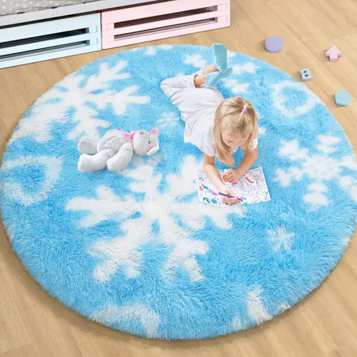 Miniatura 107 de EVOIONOS - Alfombra redonda gris para dormitorio, 5x5 pies; alfombras circulares suaves y esponjosas para sala de estar, alfombras de felpa peludas