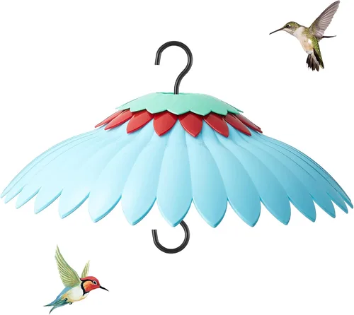 Miniatura 7 de Beserie Comedero para Pájaros Protector Meteorológico Cubierta de Cúpula Roja Protección contra Lluvia para Comederos de Colibríes con Foso