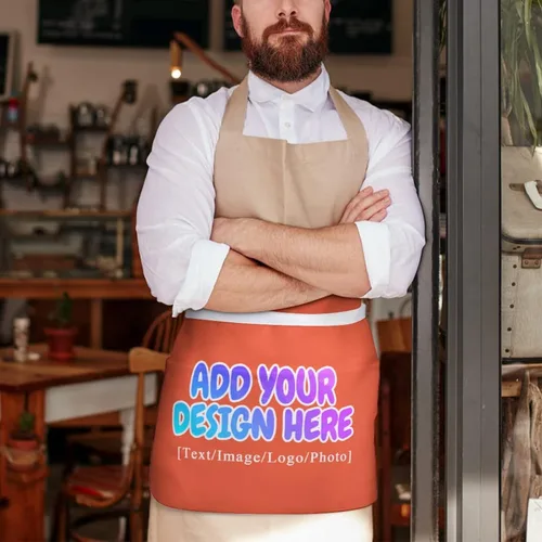 Miniatura 23 de AXKEUDO Delantal personalizado con bolsillos, delantales de cintura para camarera para cocinar en casa, restaurante, servir trabajo