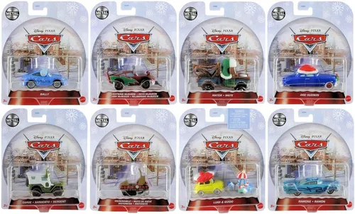 Mattel Disney Pixar Cars 2023 Holiday Winter Series - Paquete completo de 8 vehículos fundidos a presión de edición especial (GYD55‑956A) | Edición