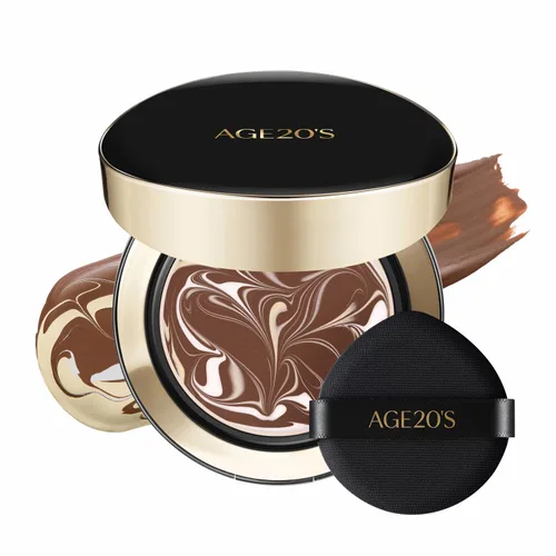 Miniatura 51 de [Tamaño mini] AGE20'S Signature Essence Pact 13C Base de cojín coreana vegana Paquete de 1 Base crema, acabado húmedo y brillante, cobertura