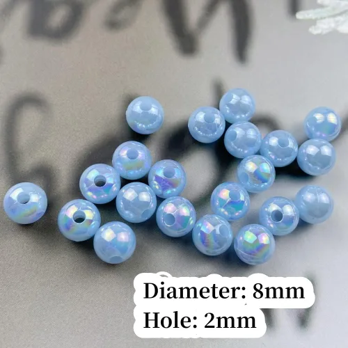 Miniatura 3 de 300 cuentas de perlas para manualidades de 0.315 pulgadas (0.315 in), cuentas redondas sueltas de perlas para collares, pulseras, aretes, Azul claro