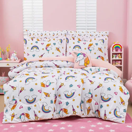 Miniatura 22 de Mooreeke Juego de edredón individual para niños de 6 piezas, juego de ropa de cama azul para adolescentes, microfibra de dinosaurio, cama para niños