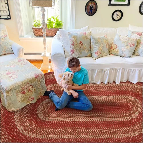 Miniatura 87 de Homespice Alfombras de Área Ovaladas Trenzadas de Yute Denim Azul de 8x10 pies para Sala de Estar, Dormitorio y Comedor. Apto para Mascotas. Estilos