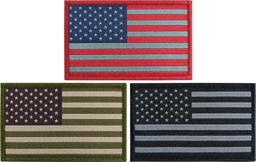 JBCD Paquete de 3 parches de bandera estadounidense, parche táctico de bandera del orgullo para ropa, sombrero, parche militar del equipo Paquete de