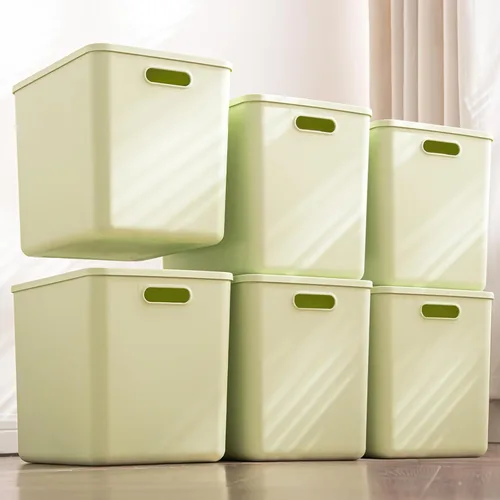 Miniatura 5 de Paquete de 5 contenedores grandes de almacenamiento de plástico blanco con tapas, caja de juguetes con asa, contenedores organizadores cestas